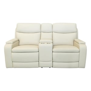 Barcalounger Gunner Console Loveseat Recliner w/ 2 Cupholders in Kobi Almond