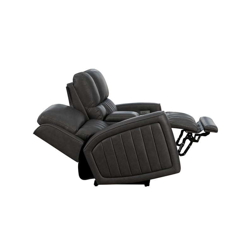 Barcalounger Holders Pierce Zero Gravity Power Reclining Loveseat in Dark Gray