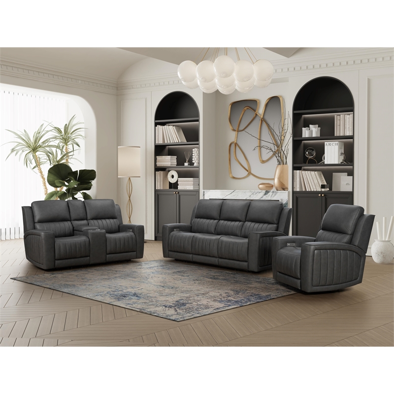 Barcalounger Holders Pierce Zero Gravity Power Reclining Loveseat in Dark Gray