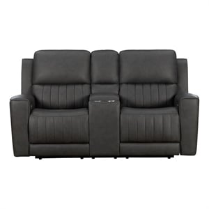 Barcalounger Holders Pierce Zero Gravity Power Reclining Loveseat in Dark Gray