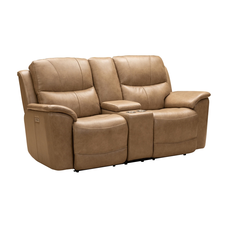 Barcalounger Kaden Power Reclining Console Loveseat in Elliott Taupe