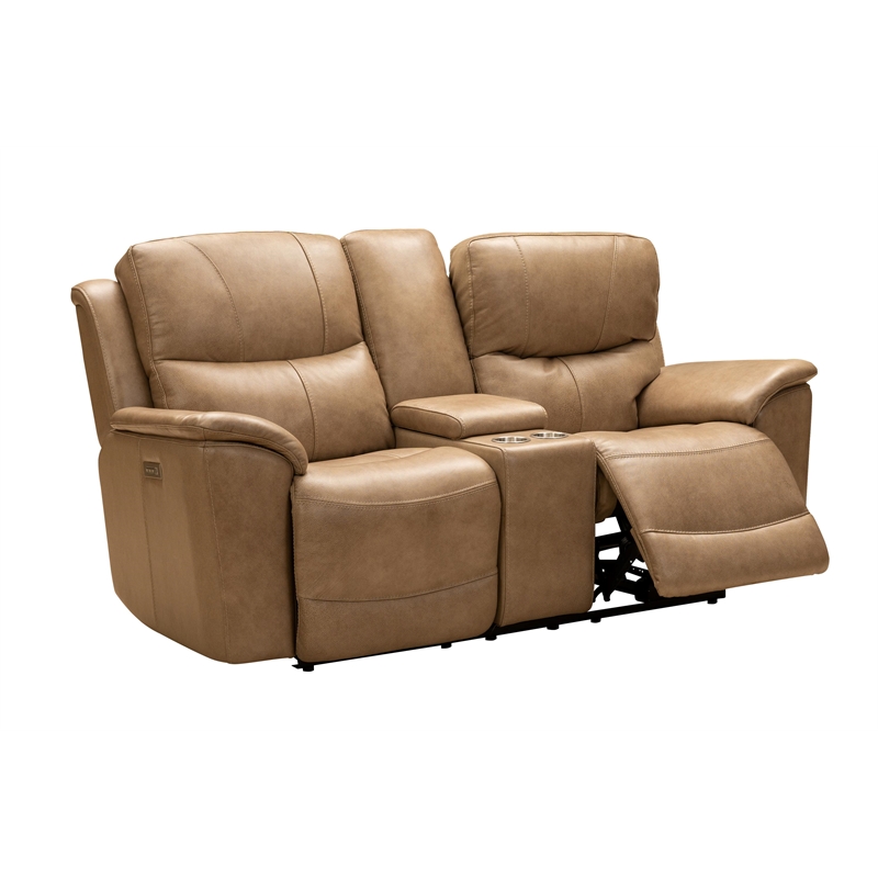 Barcalounger Kaden Power Reclining Console Loveseat in Elliott Taupe