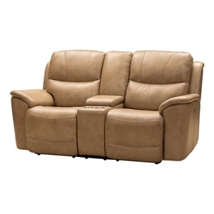 Barcalounger Kaden Power Reclining Console Loveseat in Elliott Taupe