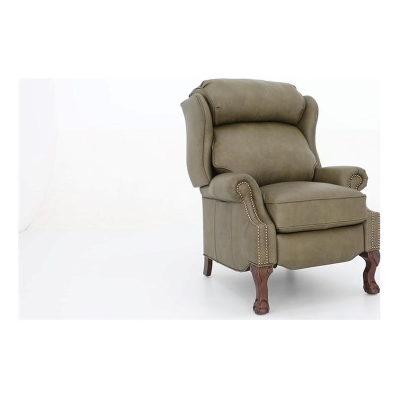 Barcalounger Danbury Push Thru The Arms Recliner in Oasis Olive