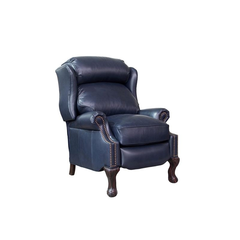 Barcalounger Danbury Push Thru The Arms Recliner in Shoreham Blue