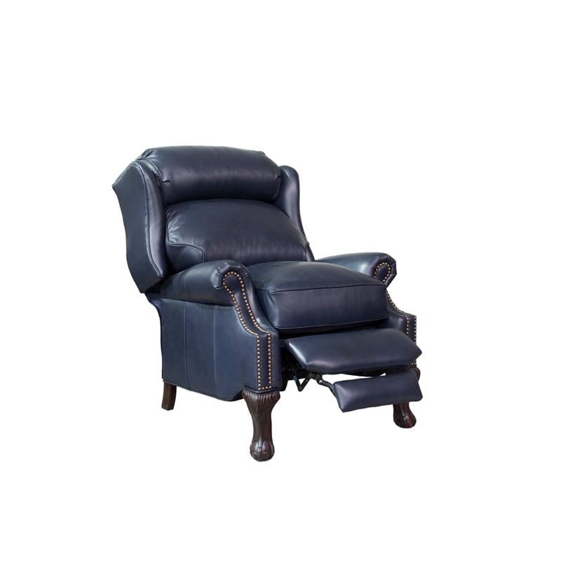Barcalounger Danbury Push Thru The Arms Recliner in Shoreham Blue