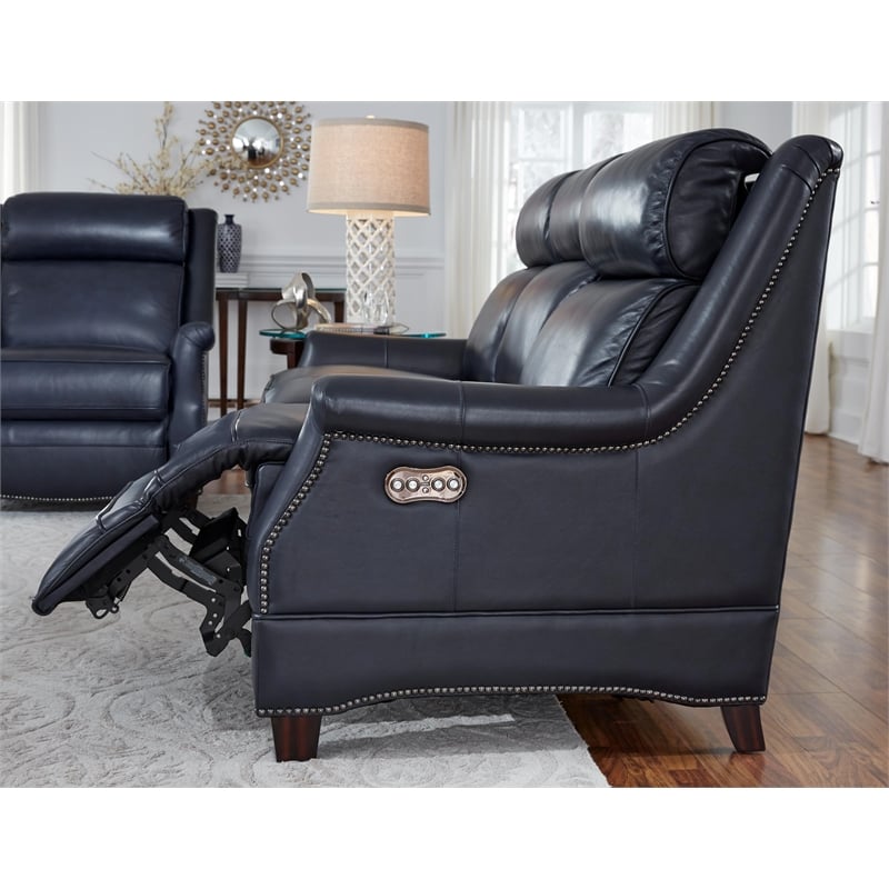 Barcalounger Warrendale Power Reclining Sofa w/Power Head Rests in Shoreham Blue