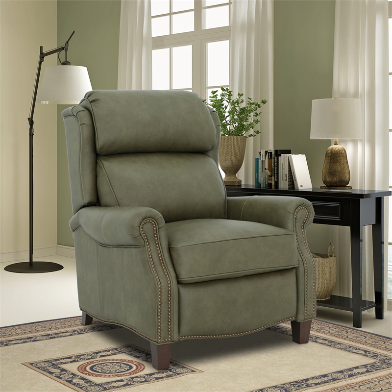 Barcalounger Meade Push Thru The Arms Recliner in Oasis Olive