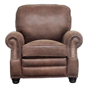 Barcalounger Longhorn Push Thru The Arms Recliner in Dark Sanded Bomber