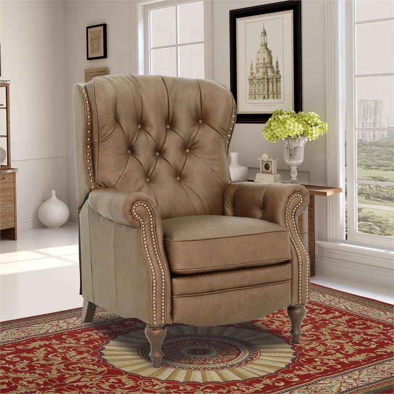 Barcalounger Kendall Push Thru The Arms Recliner in Oasis Walnut