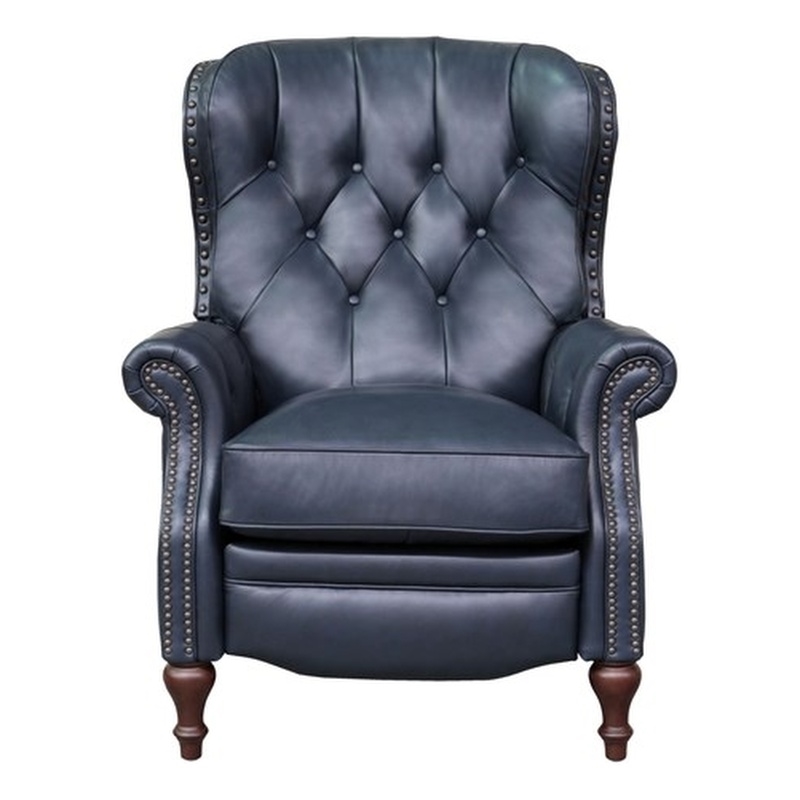 Barcalounger Kendall Push Thru The Arms Recliner in Shoreham Blue