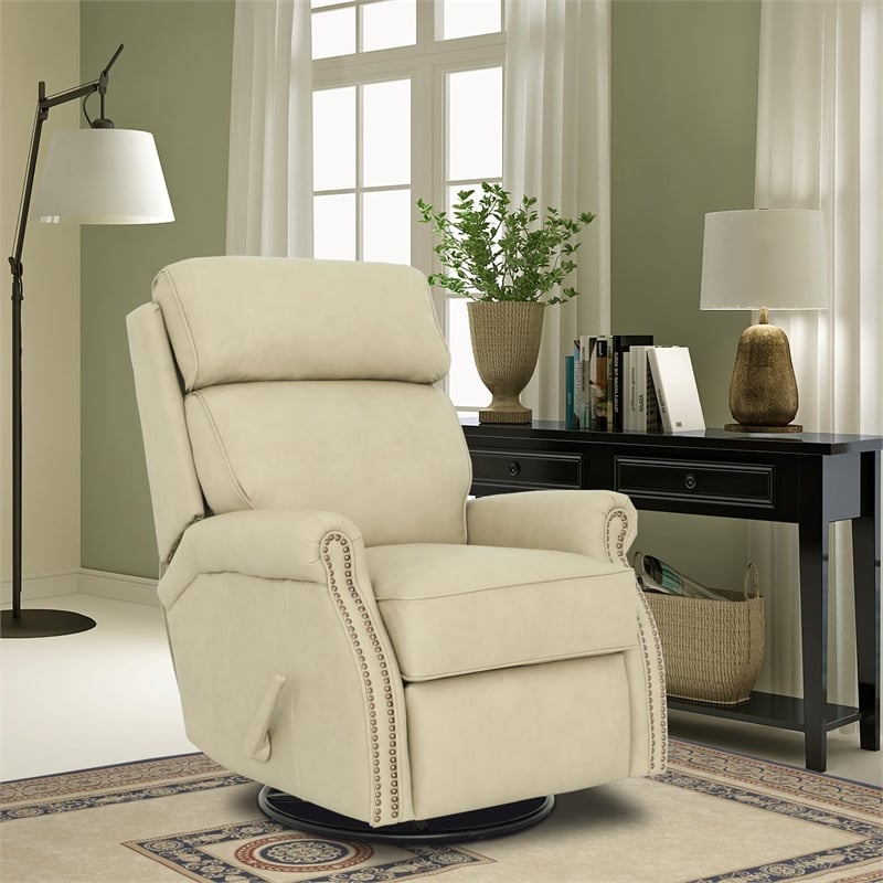 Barcalounger Crews Swivel Glider Recliner in Cashmere Stone
