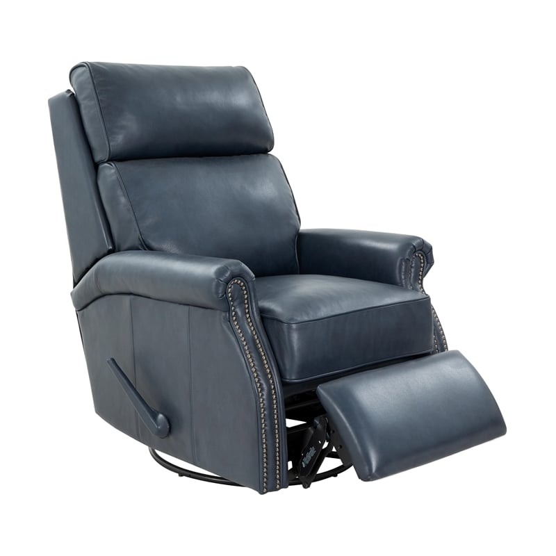Barcalounger Crews Swivel Glider Recliner in Barone Navy Blue