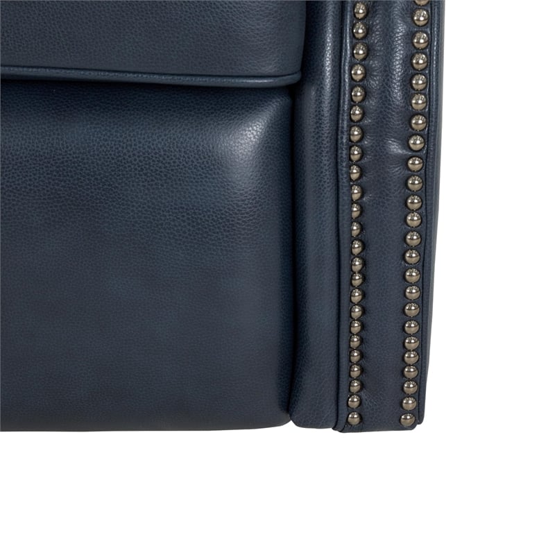 Barcalounger Crews Swivel Glider Recliner in Barone Navy Blue