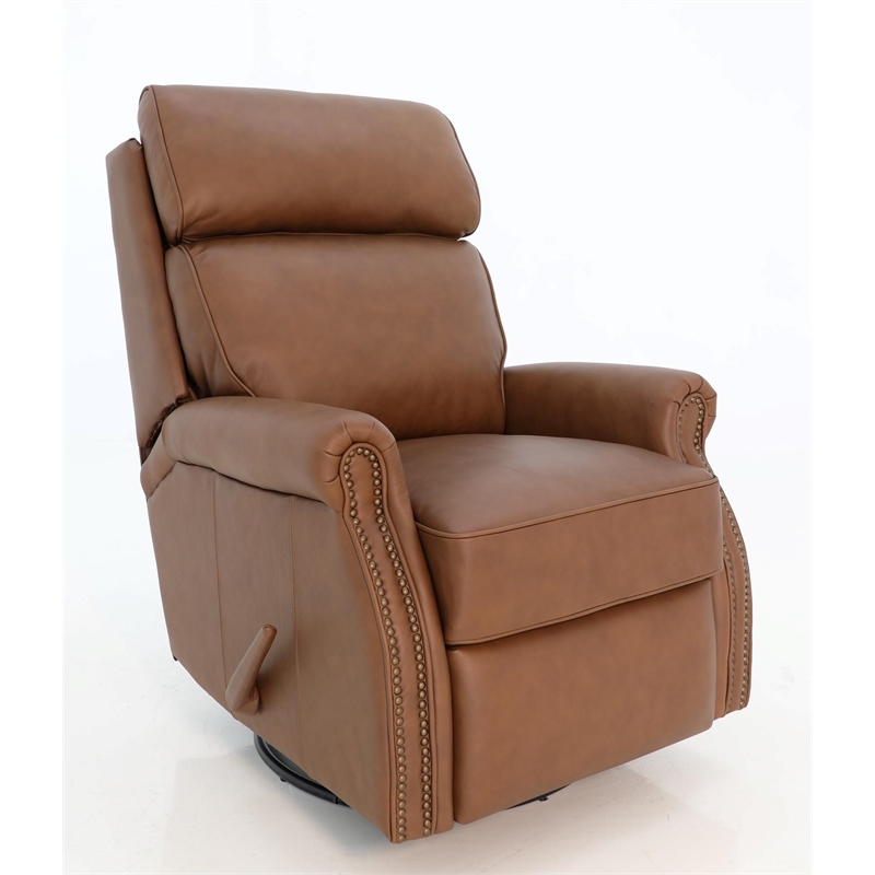 Barcalounger Crews Swivel Glider Recliner in Dobbs Saddle