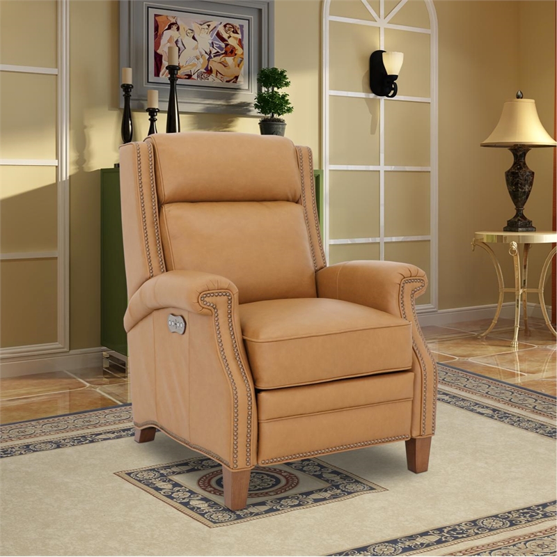 Barcalounger Barrett Power Recliner w/Power Head Rest in Santa Fe Brandy