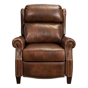 Barcalounger Meade Push Thru The Arms Recliner in Worthington Cognac