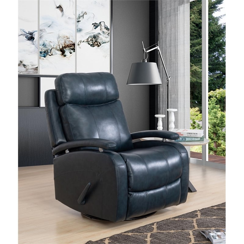 Barcalounger Duffy Swivel Glider Recliner in Ryegate Sapphire Blue