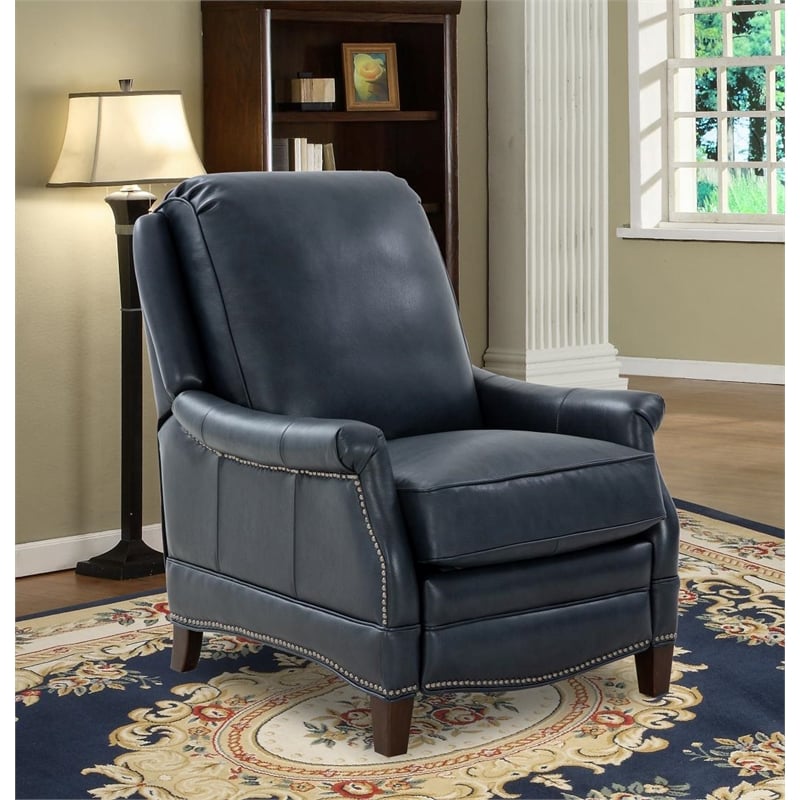 Barcalounger Ashebrooke Push Thru The Arms Recliner in Barone Navy Blue
