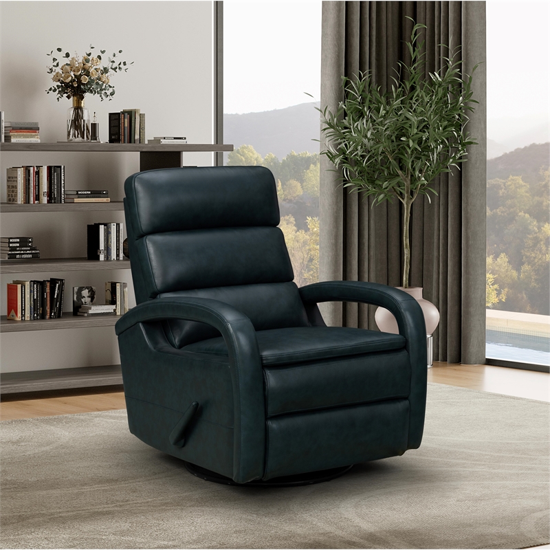 Barcalounger Nick Recliner Swivel Glider in Ryegate Sapphire Blue