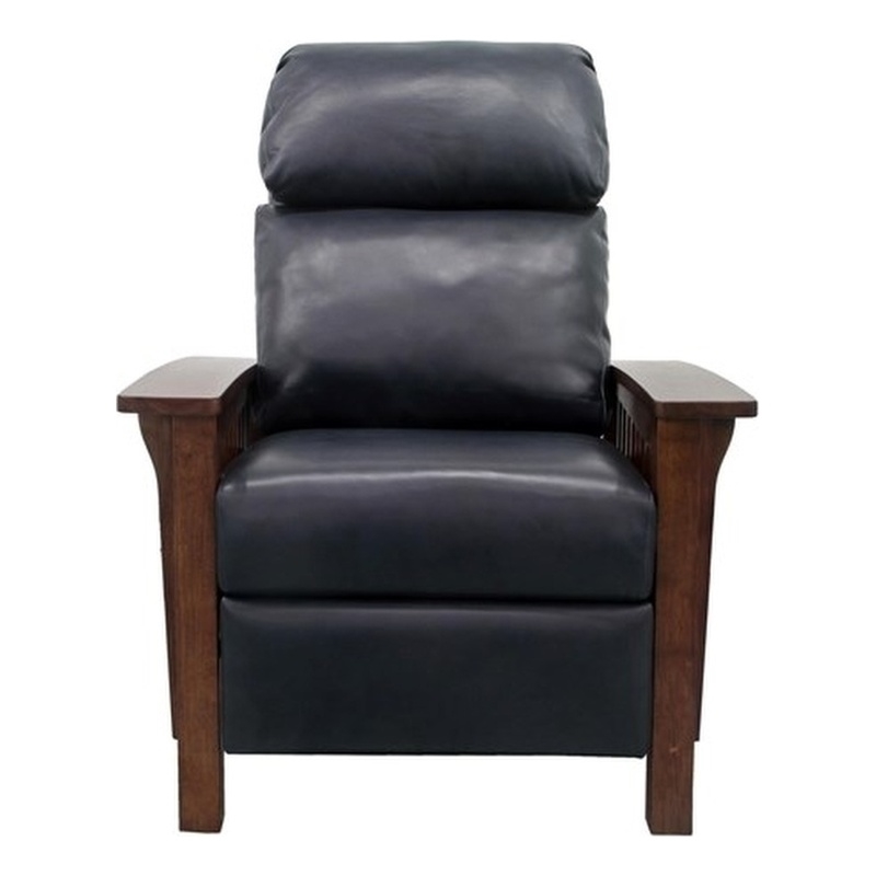 Barcalounger Mission Push Thru The Arms Recliner in Shoreham Blue