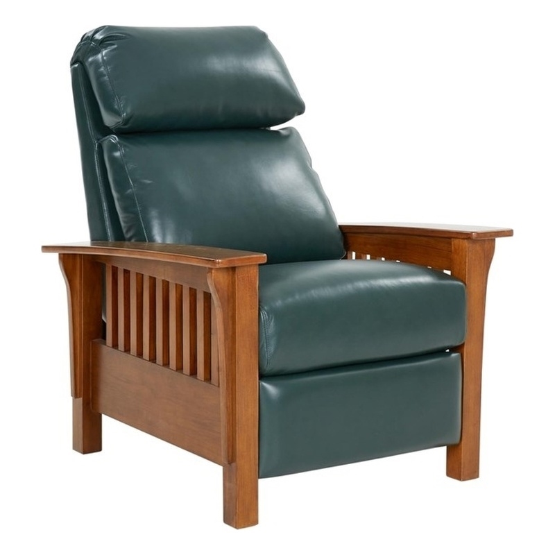 Barcalounger Mission Push Thru The Arms Recliner in Highland Emerald