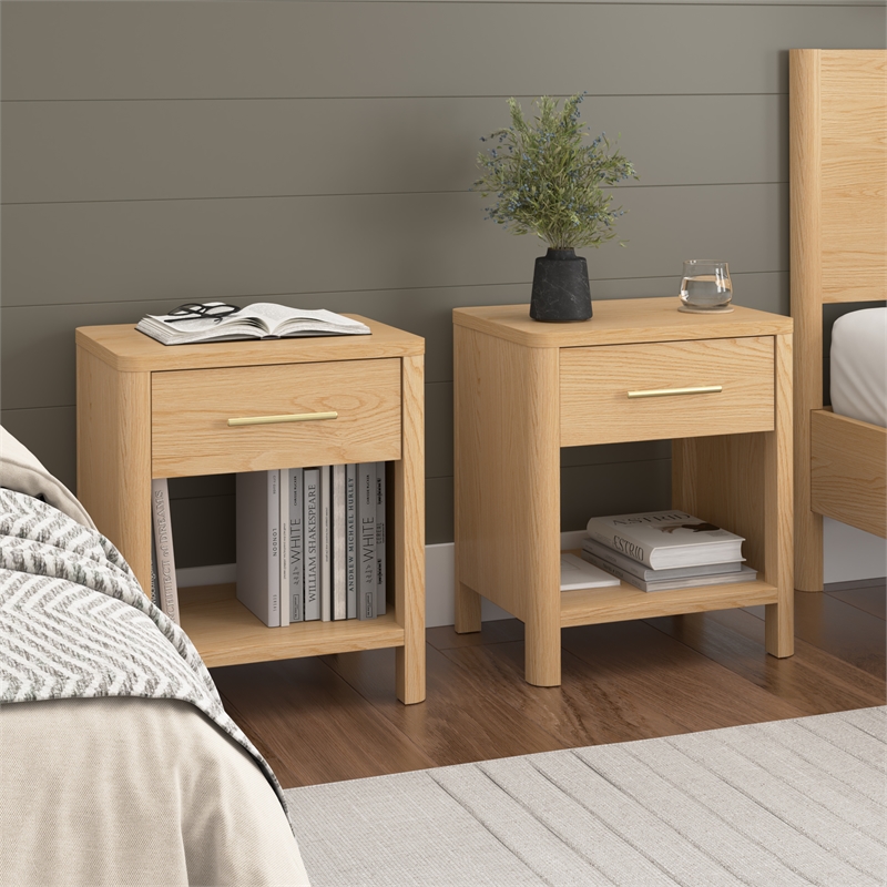 Bush Home Vera Nightstand with Drawer - Set of 2 - Premium Wood Materials