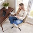 Sutton Armless Computer Chair Without Wheels in Cool Beige Fabric