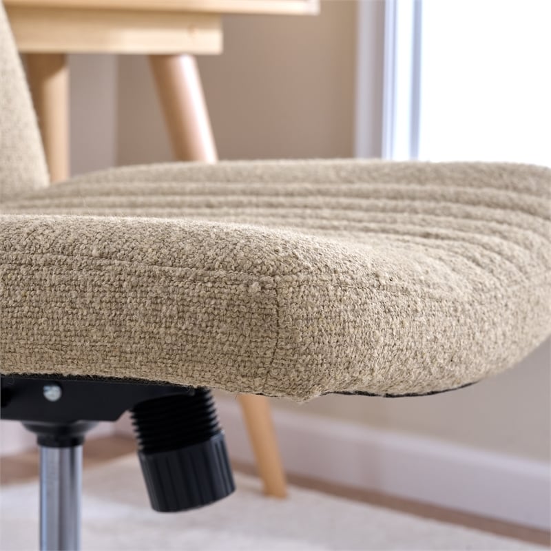 Sutton Armless Computer Chair Without Wheels in Cool Beige Fabric