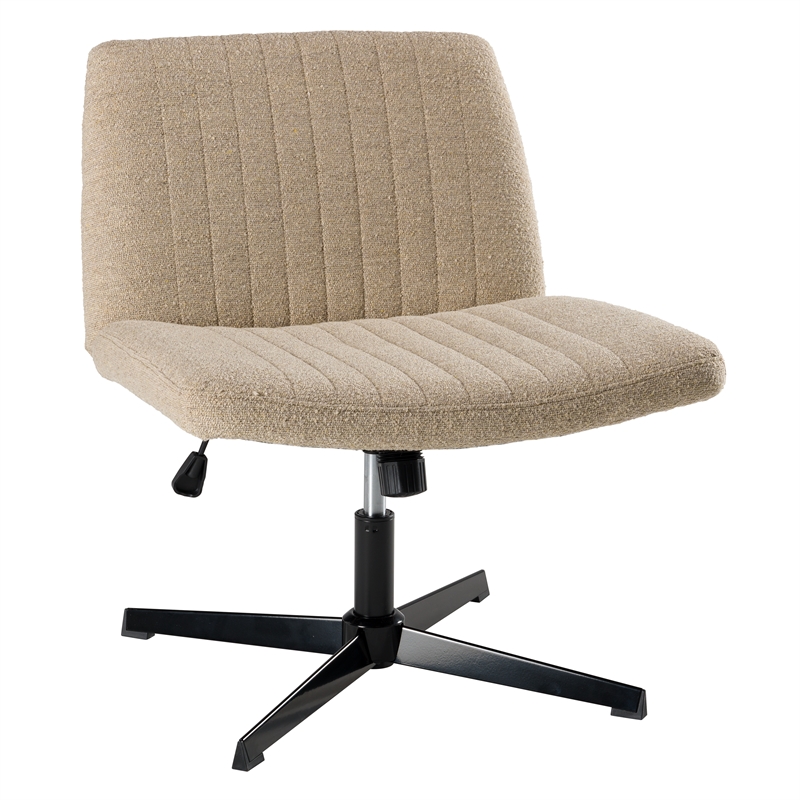 Sutton Armless Computer Chair Without Wheels in Cool Beige Fabric