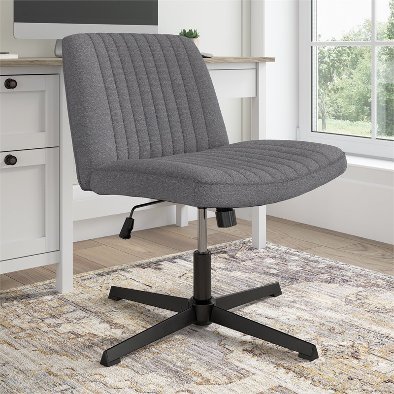 Sutton Armless Computer Chair Without Wheels in Dark Charcoal Fabric