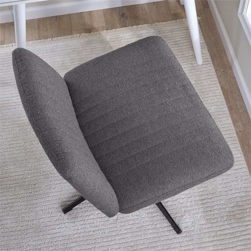 Sutton Armless Computer Chair Without Wheels in Dark Charcoal Fabric