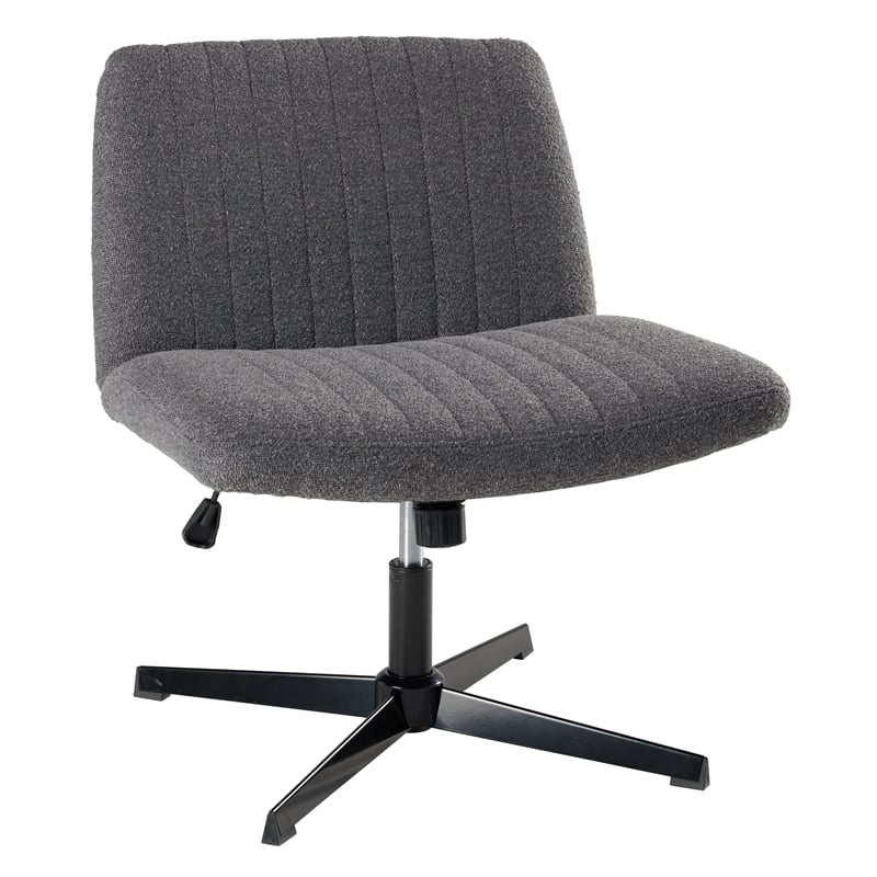 Sutton Armless Computer Chair Without Wheels in Dark Charcoal Fabric