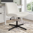 Sutton Armless Computer Chair Without Wheels in Light Cream Fabric