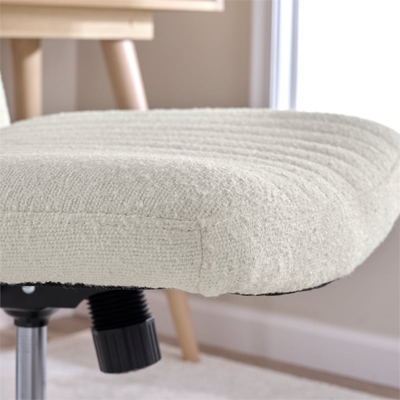 Sutton Armless Computer Chair Without Wheels in Light Cream Fabric