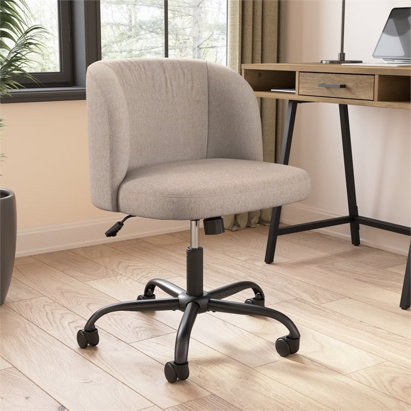 Pembroke Armless Desk Chair for Home Office in Beige Fabric