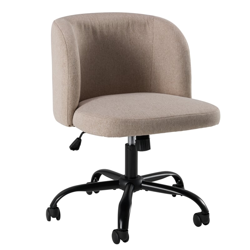 Pembroke Armless Desk Chair for Home Office in Beige Fabric