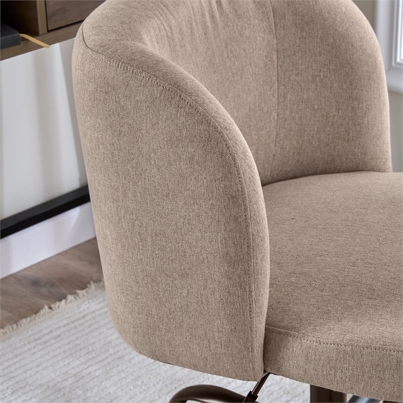Pembroke Armless Desk Chair for Home Office in Beige Fabric