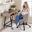 Pembroke Armless Desk Chair for Home Office in Beige Fabric