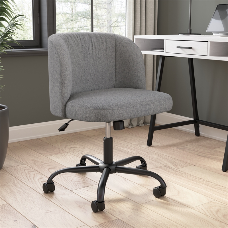 Pembroke Armless Desk Chair for Home Office in Warm Gray Fabric