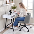 Pembroke Armless Desk Chair for Home Office in Warm Gray Fabric