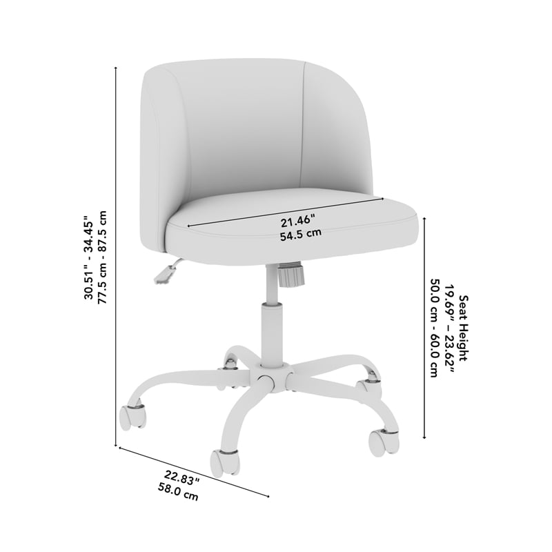 Pembroke Armless Desk Chair for Home Office in Warm Gray Fabric