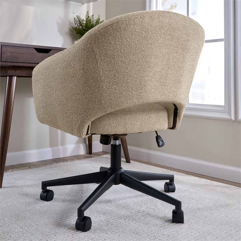 Fairfax Mid Century Modern Desk Chair for Home Office in Cool Beige Fabric