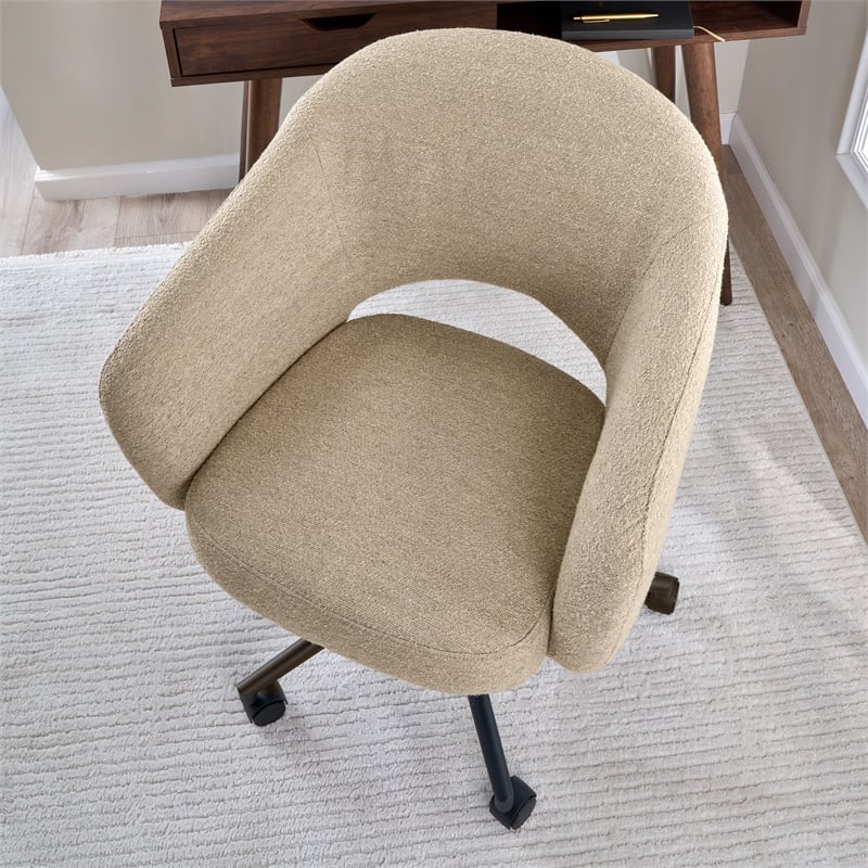 Fairfax Mid Century Modern Desk Chair for Home Office in Cool Beige Fabric