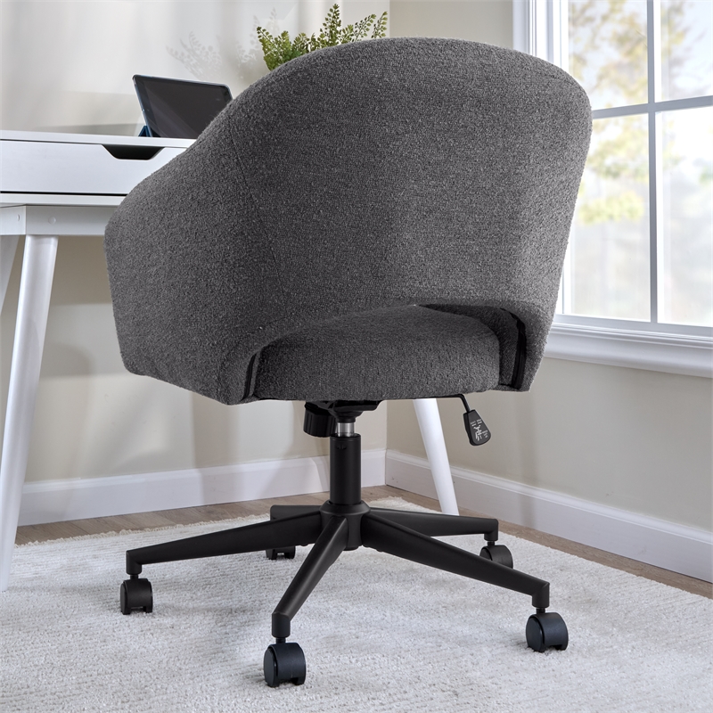 Fairfax Mid Century Modern Desk Chair for Home Office in Dark Charcoal Fabric