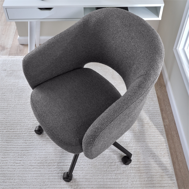 Fairfax Mid Century Modern Desk Chair for Home Office in Dark Charcoal Fabric