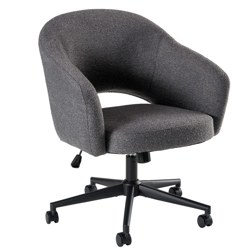 Fairfax Mid Century Modern Desk Chair for Home Office in Dark Charcoal Fabric