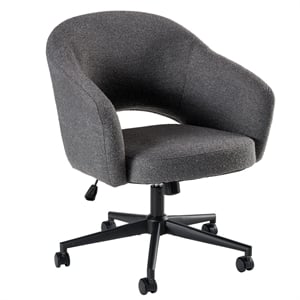 Fairfax Mid Century Modern Desk Chair for Home Office in Dark Charcoal Fabric