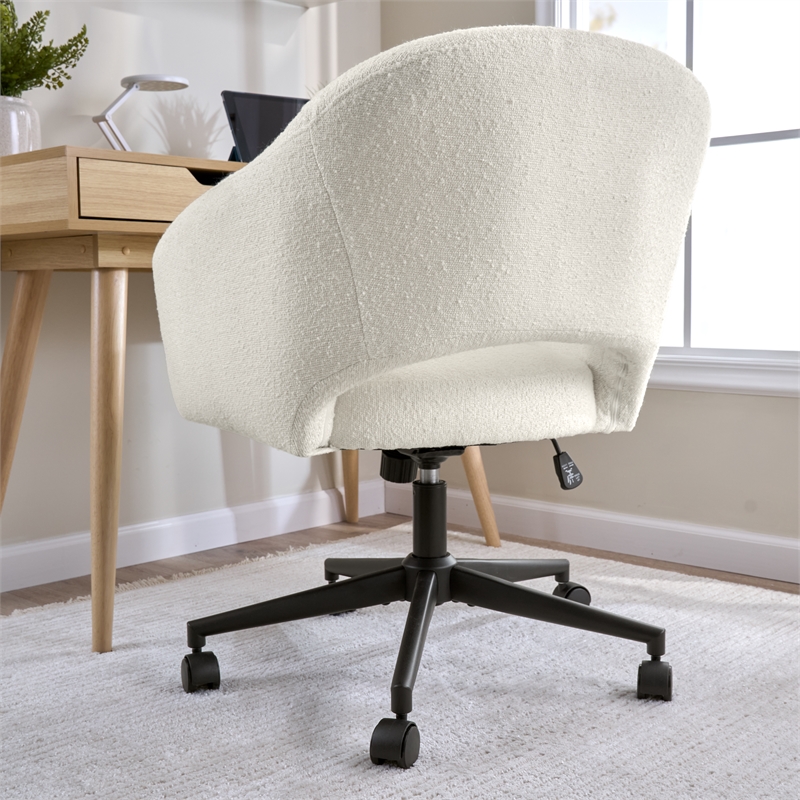 Fairfax Mid Century Modern Desk Chair for Home Office in Light Cream Fabric