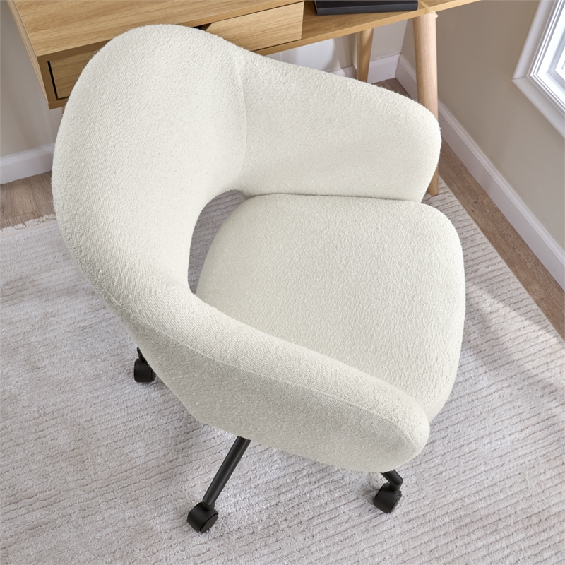 Fairfax Mid Century Modern Desk Chair for Home Office in Light Cream Fabric